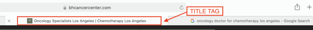 title tag in browser for oncology example