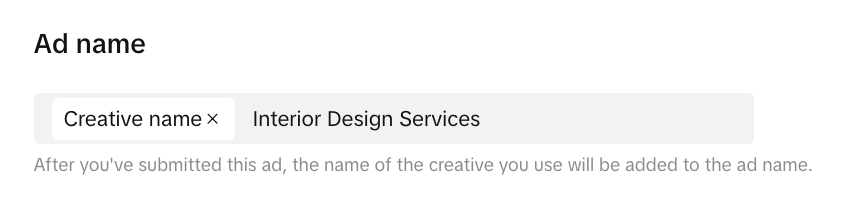 interior design services as the creative name for ppc campaign