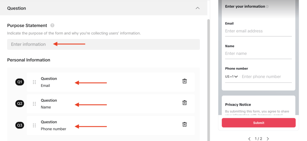 purpose statement options