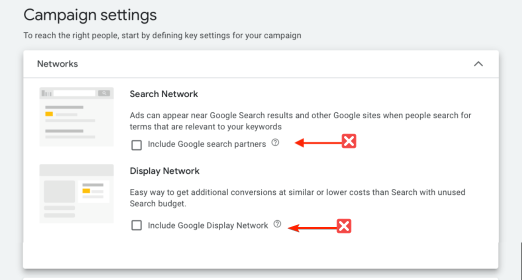 campaign network settings