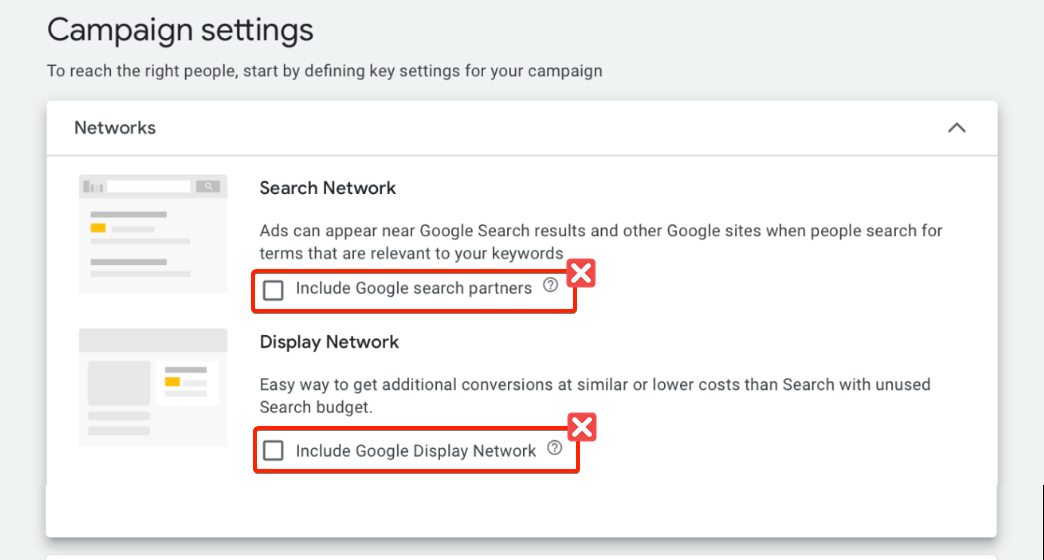 Campaign Network Settings