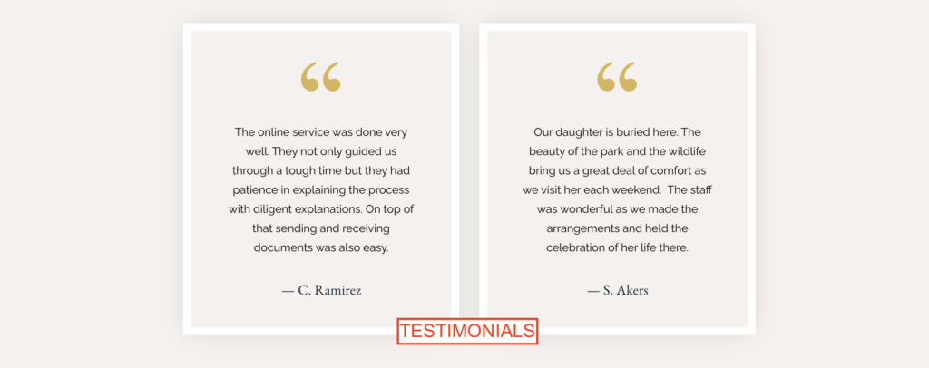 testimonials for funeral service