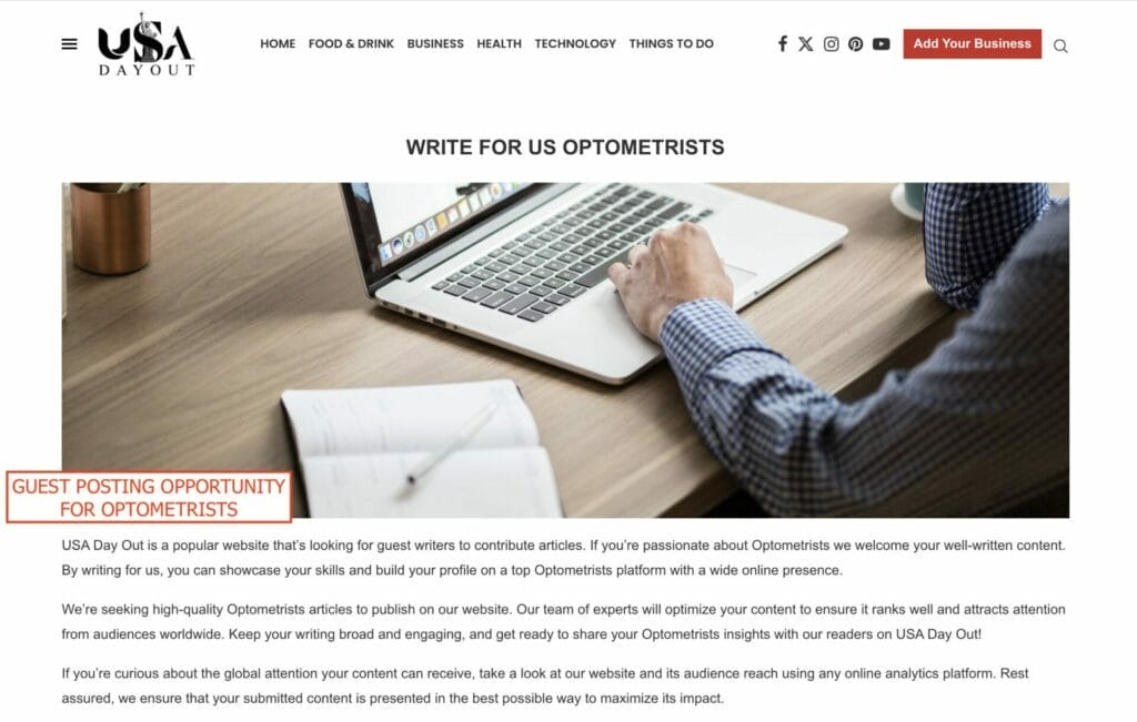guest posting for optometrist opportunity