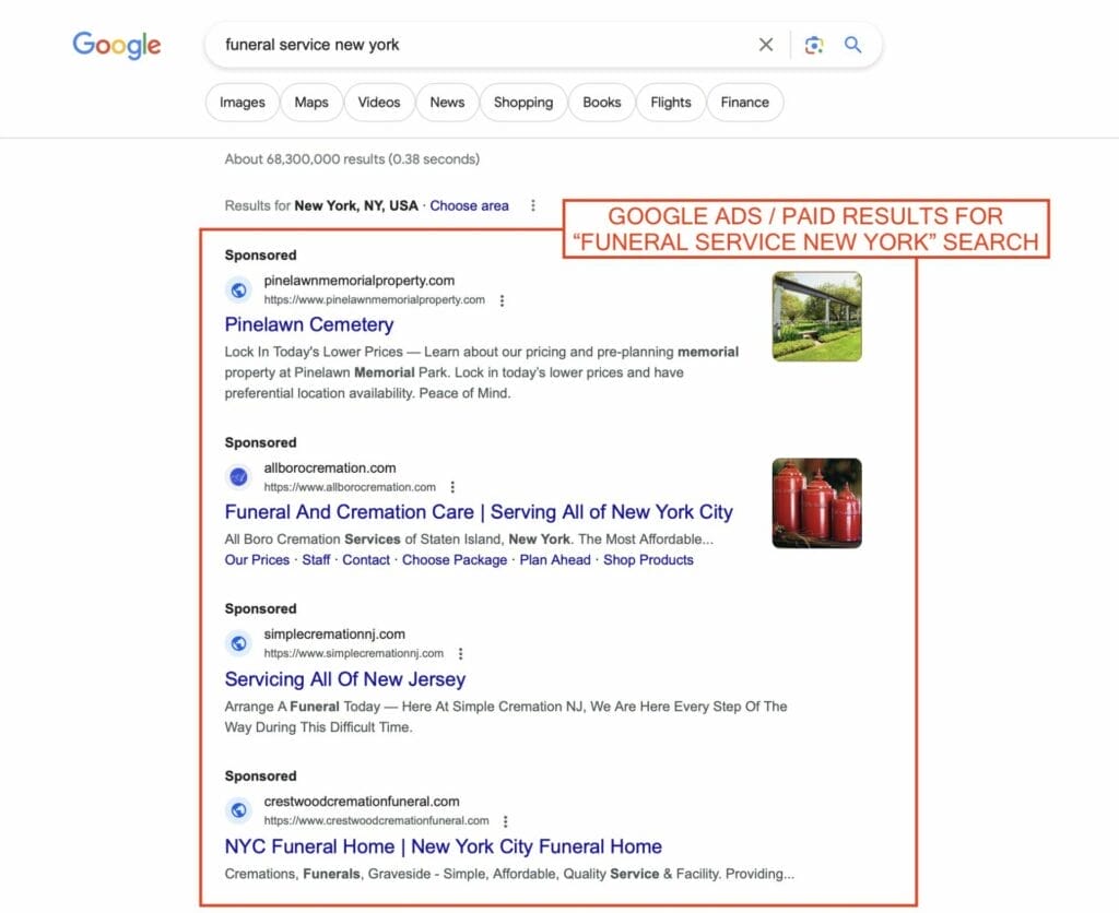 paid results for funeral service in ny