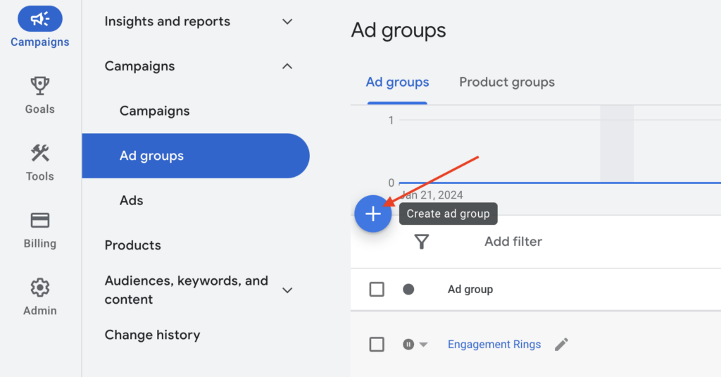 how to create an ad group for jewelry stores campaign