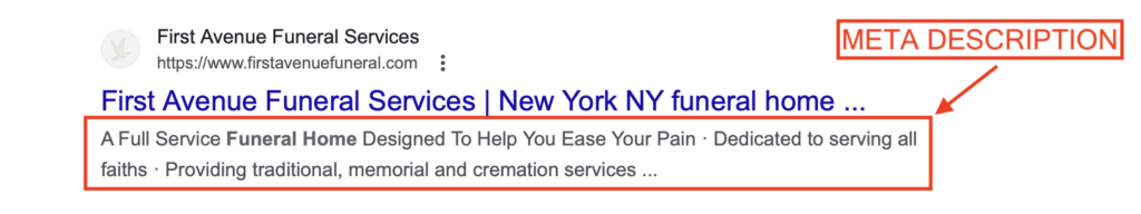 meta description for funeral service site in ny