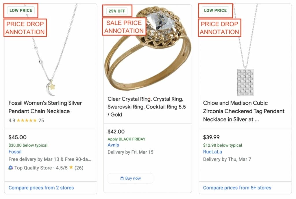 price drop and sale annotation