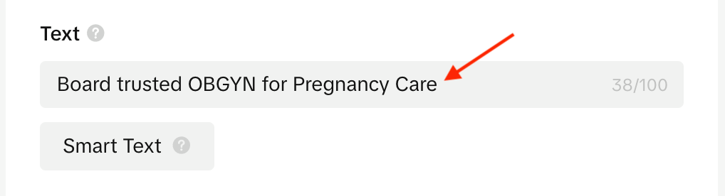 text campaign example for obgyn business
