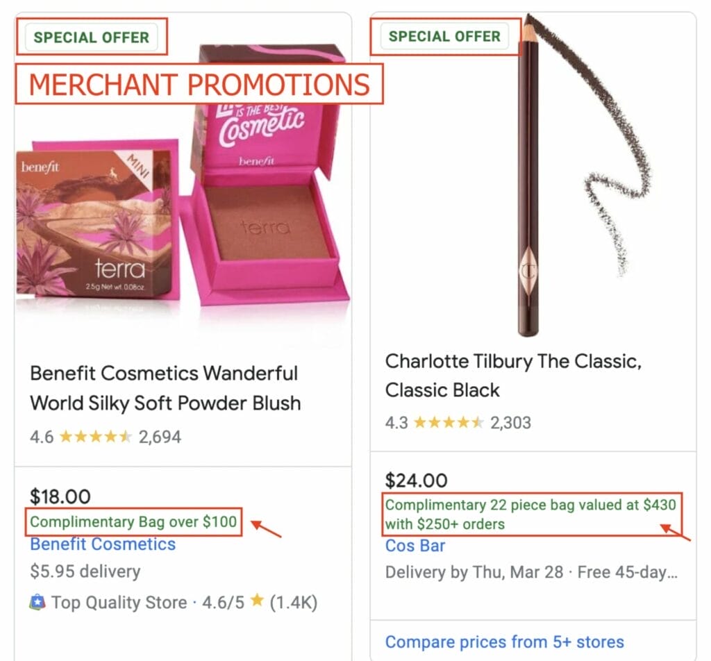 merchant promotions for shopping campaign for makeup ecommerce