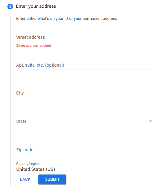 input personal address