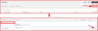filter customer list on Shopify
