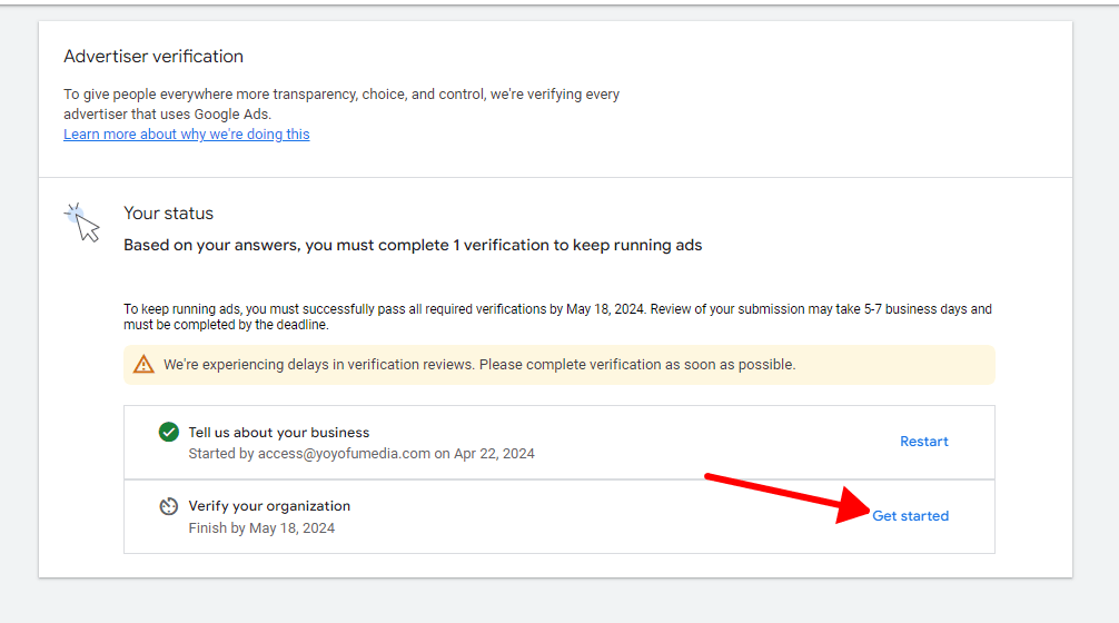 Get started with advertiser verification on Google Ads