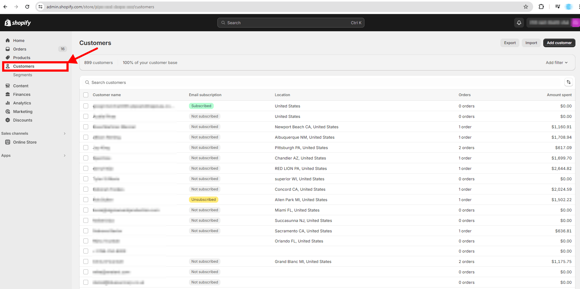 Shopify customer settings