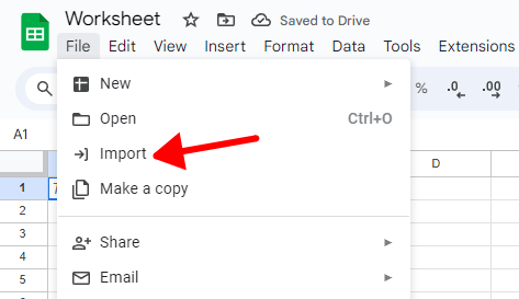 import to Google Sheet