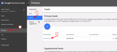 google merchant center primary feed