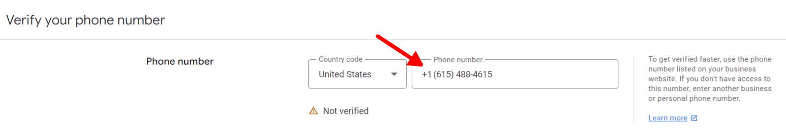 input your website phone number on Google Merchant Center