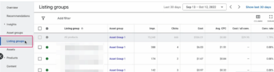 view listing groups on Google Ads Performance Max campaign