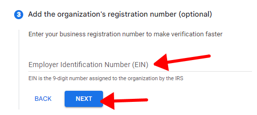 optional registration number