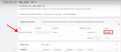 customer list segment members