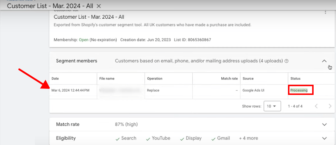 customer list segment members