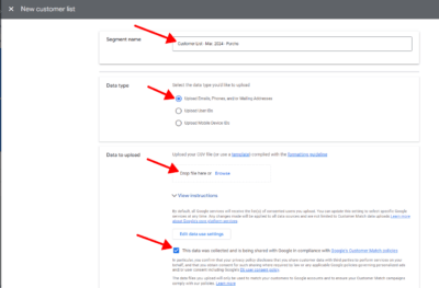 new customer list options
