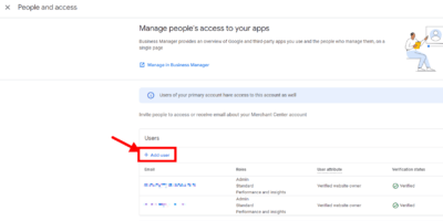 add user to your Google Merchant Account