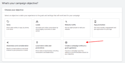 create a campaign without a goal's guidance