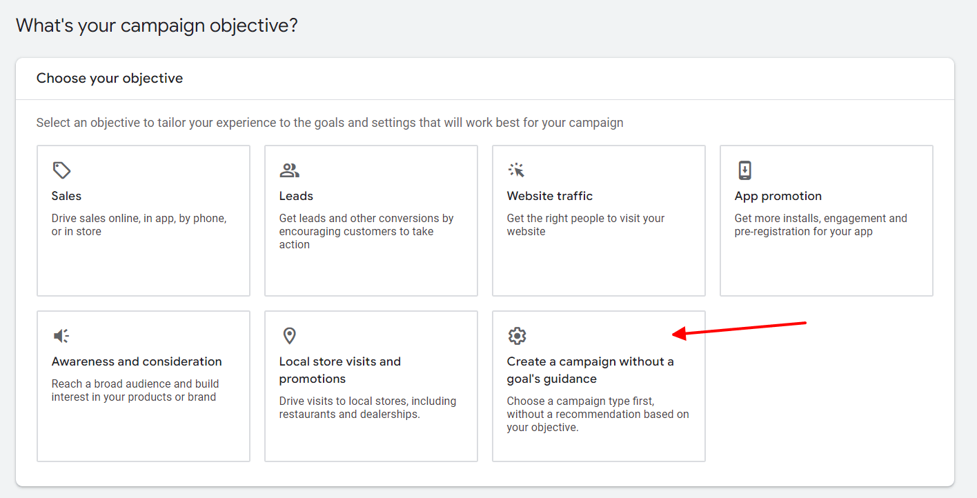 create a campaign without a goal's guidance