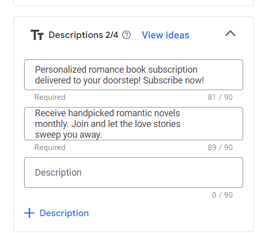 google ads description