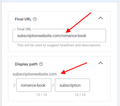 google ads display path