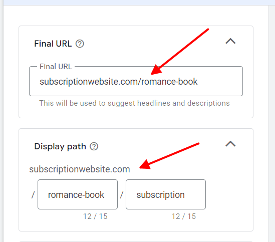 google ads display path