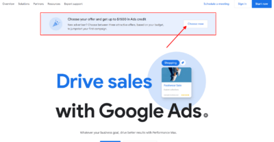 Google Ads credit offer