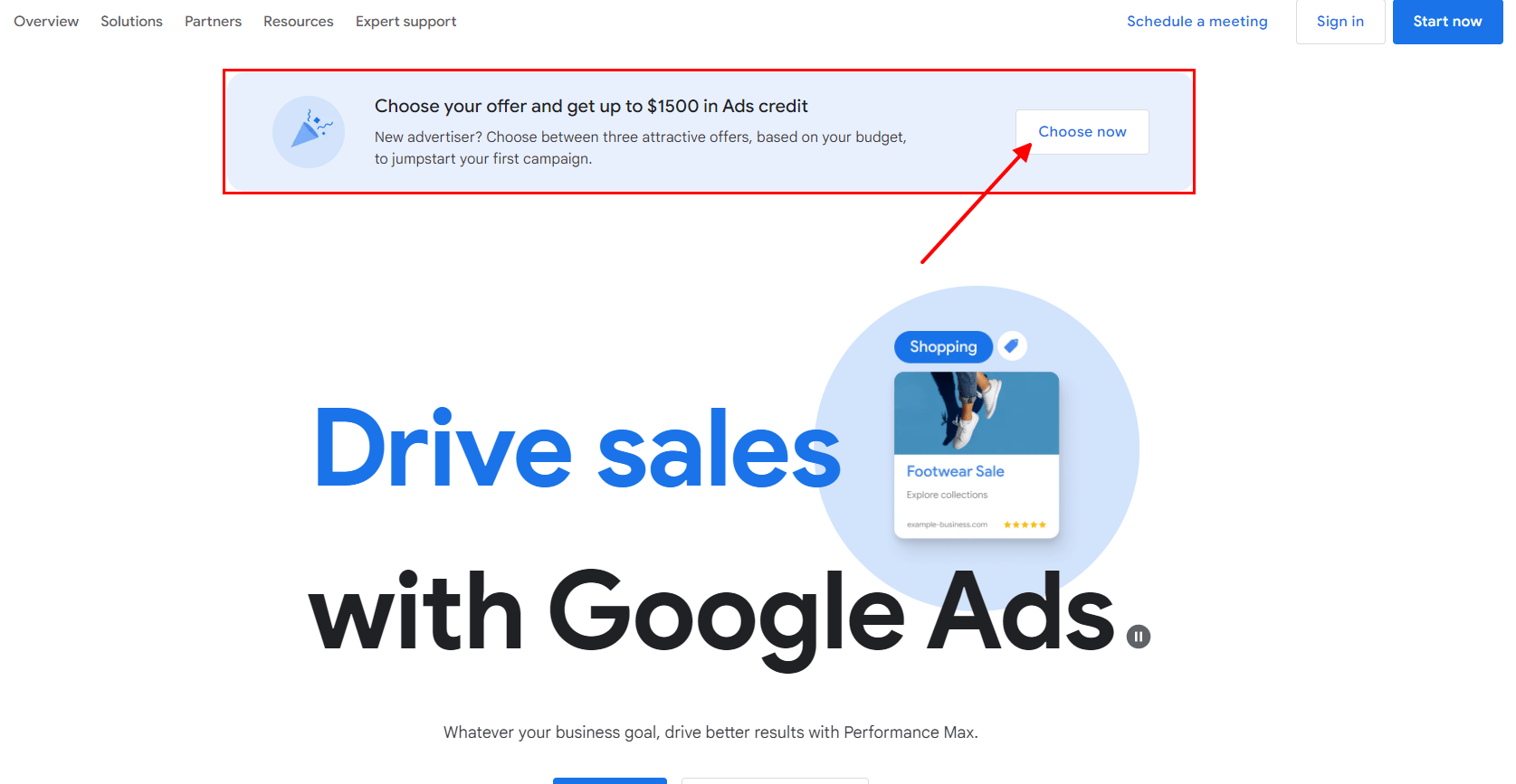 Google Ads credit offer