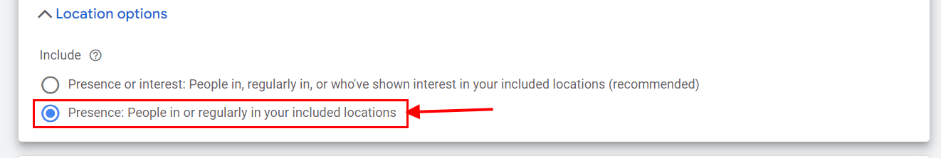 google ads location targeting