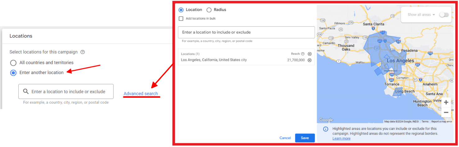 google ads location targeting