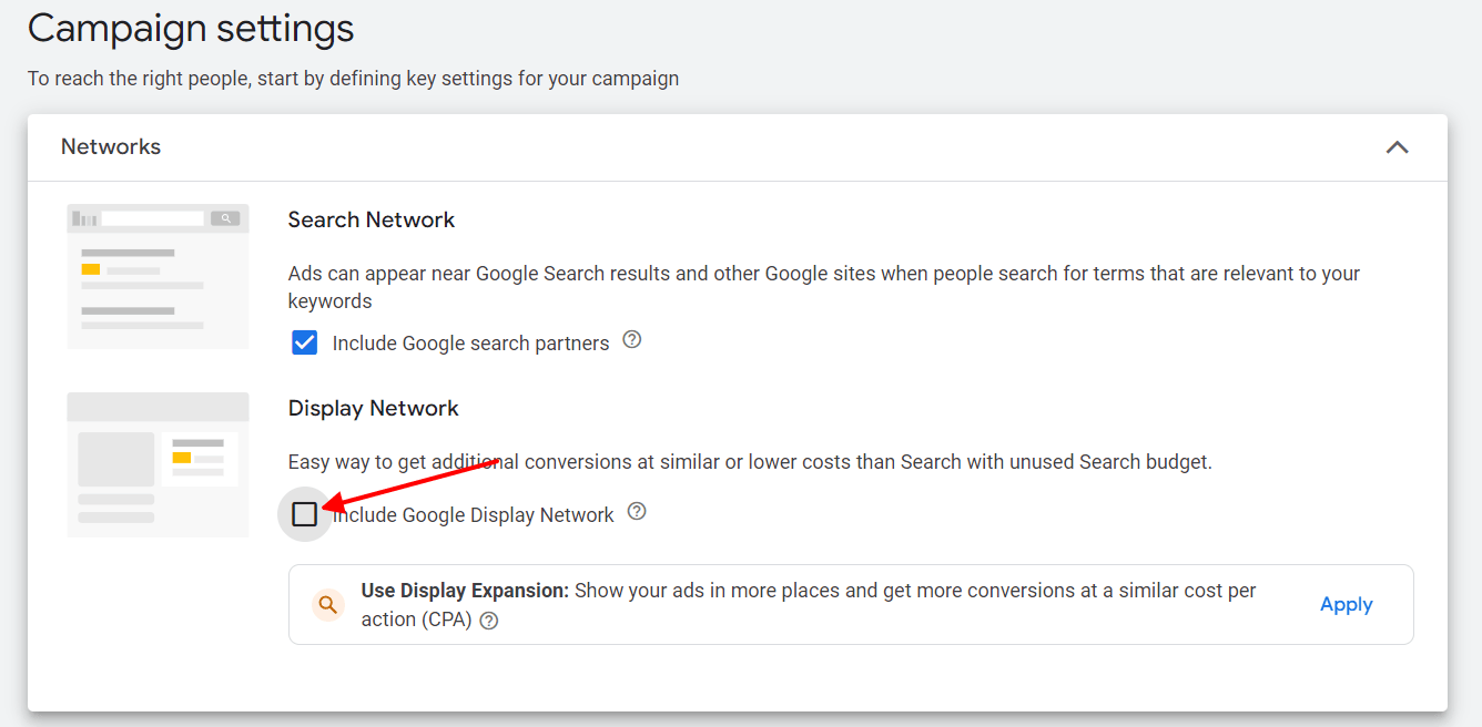google ads campaign network