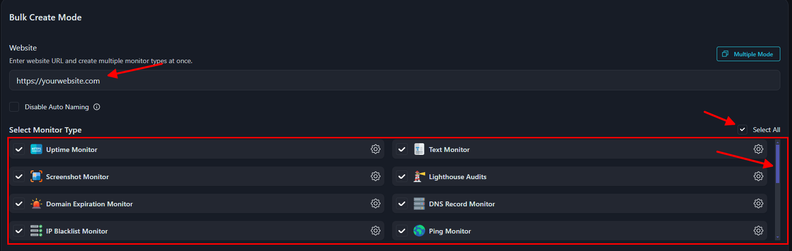 bulk create mode on MonSpark