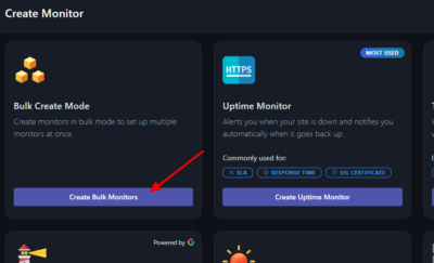 create bulk monitors on MonSpark
