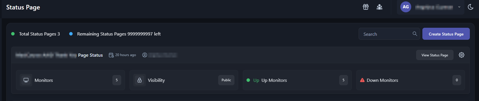 view status page monspark