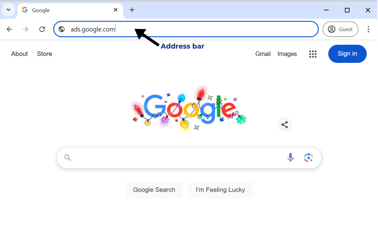 screenshot on step 1 (Google Ads Site)