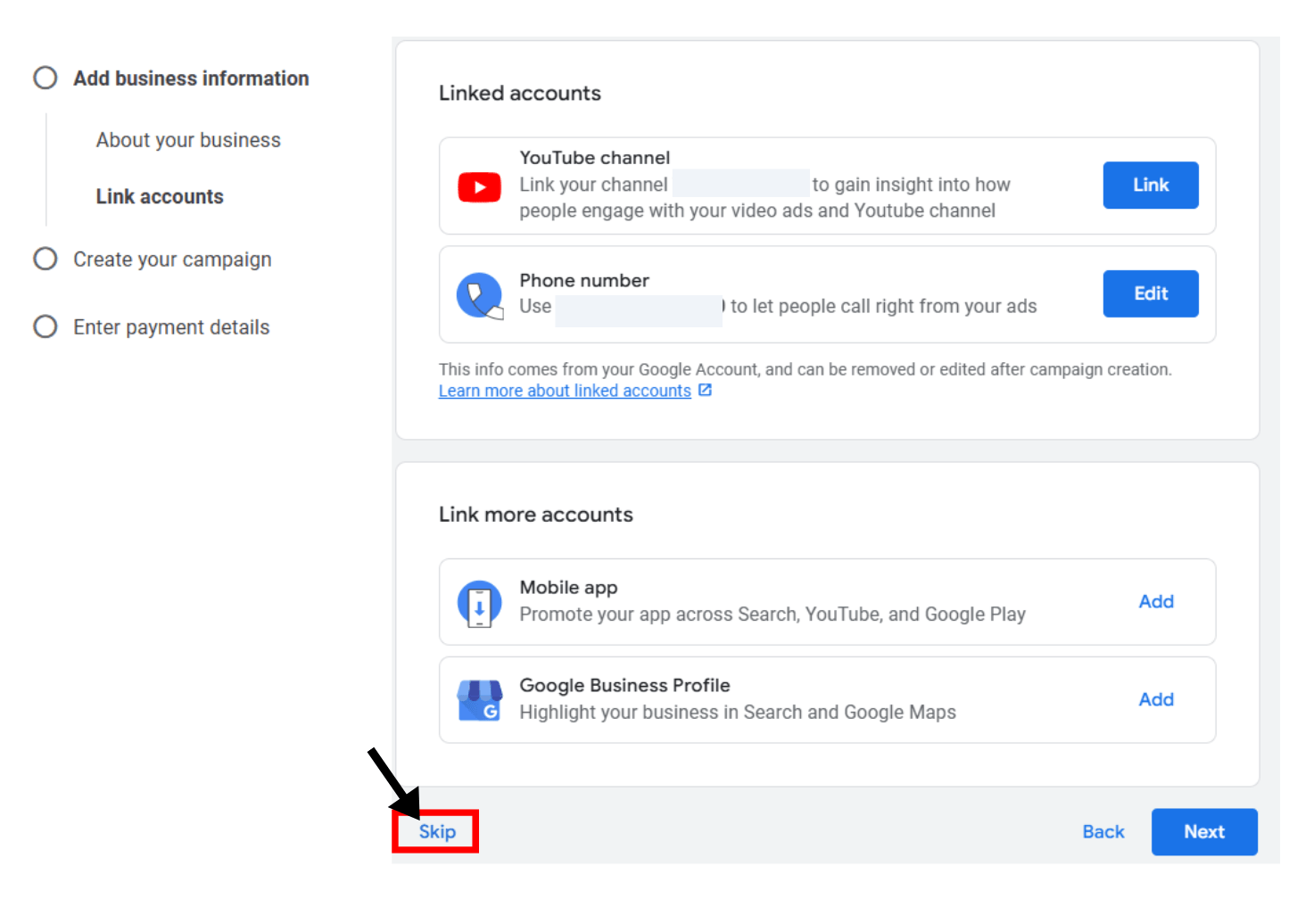 screenshot on skip linking accounts