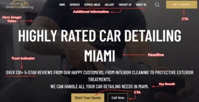 Example of an Auto Detailing Landing Page - Headline