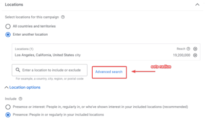 Google Ads for Auto Detailing defining location radius