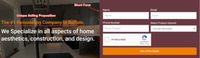 Short Contact Form Sample Google Ads for Countertop Services