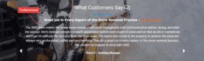 Testimonials example for snow removal business landing page