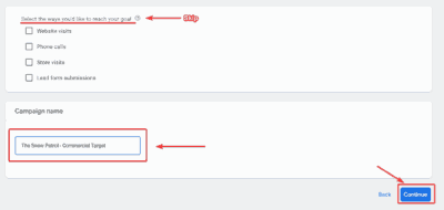 Set a campaign name for snow removal business google ads campaign