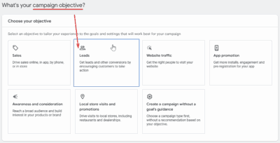 Campaign Objective for Countertops Services Google Ads