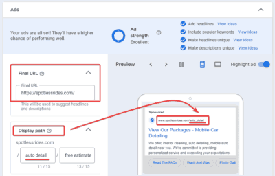 Google Ads for Auto Detailing Landing Page