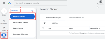 keyword planner for self storage