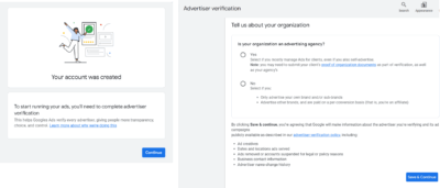 Google Ads for Self Storage account created
